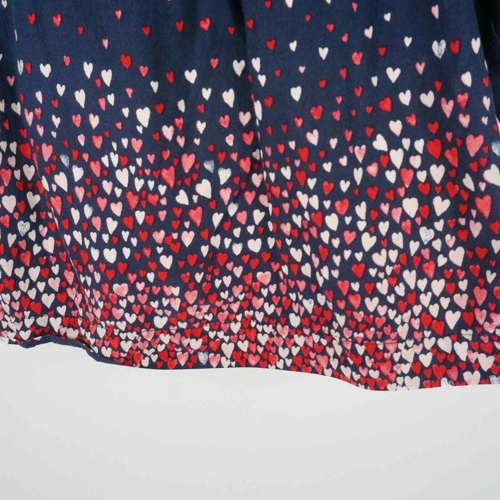 Baby‎ GAP Heart Print Dress Kids 12-18 Months Navy Blue Long Sleeve Cotton